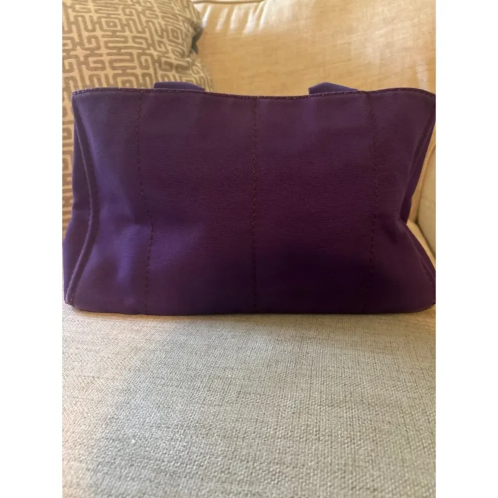 Large Prada Canapa Logo Tote in purple
